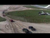 Drone following a 4x4 off-road race